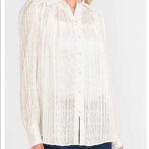 NWT —> White Satin blouse with balloon sleeves